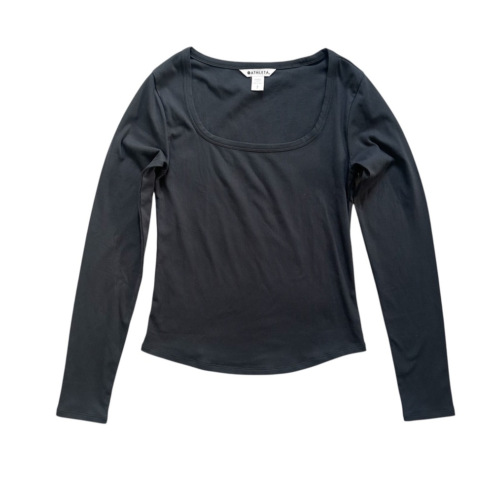 Athleta Ribbed Square Neck Long Sleeve Gray Size S BNWT‎